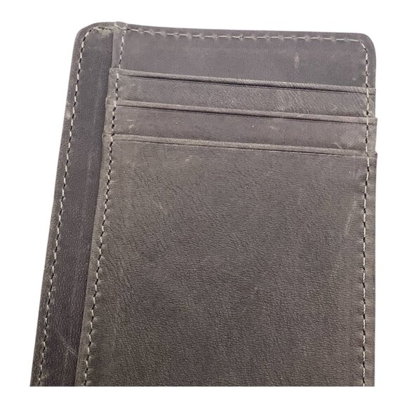 Slim Gray Leather Card Holder With ID Window & Multiple Card Slots - Picture 3 of 4
